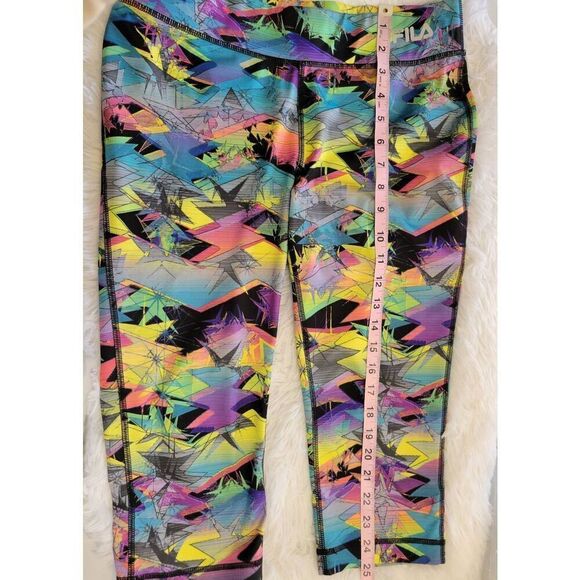 FILA Size Small Cropped Performance Leggings  Multicolor Abstract - Picture 6 of 7